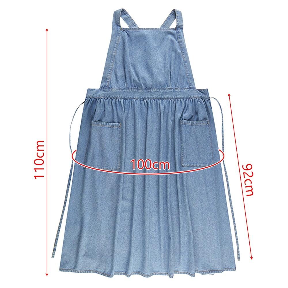 Vintage Denim Apron Premium Cotton Canvas Heavy-Duty Apron Adjustable Waist Machine Washable Bib Apron Kitchen Cooking Baking