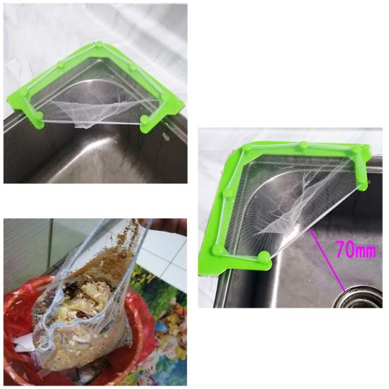 Triangel Köksfilterpåse Diskbänk Avloppskorg Förvaring Sil Organizer Rack