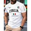 Men's Casual Short Sleeved T-shirt - Italian Flag and ITALIA Big Print