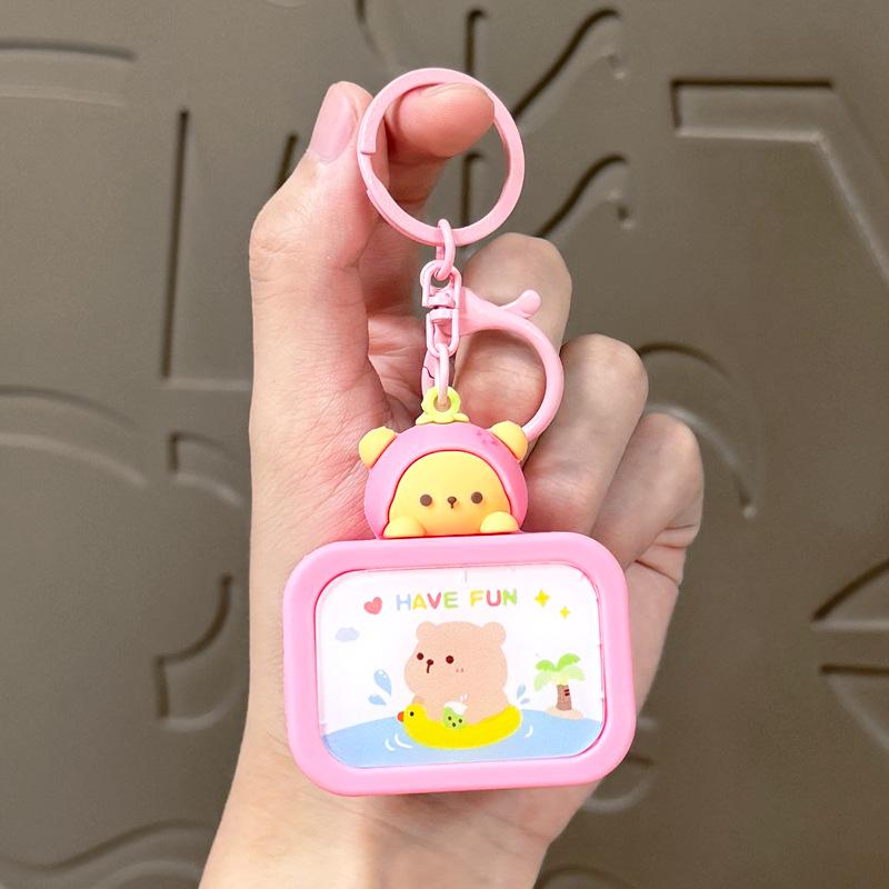Creative Cute Bear Luminous Night Light Keychain Bag Pendant Car Ornament Gift Single OPP Bag Packaging