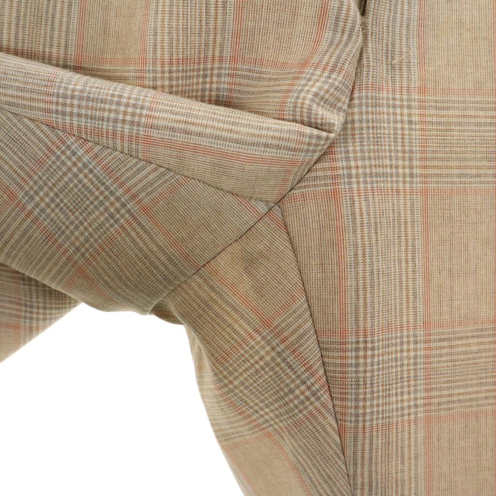 VINTAGE 70s 80s Check Pattern Trousers Pants beige Men's Used