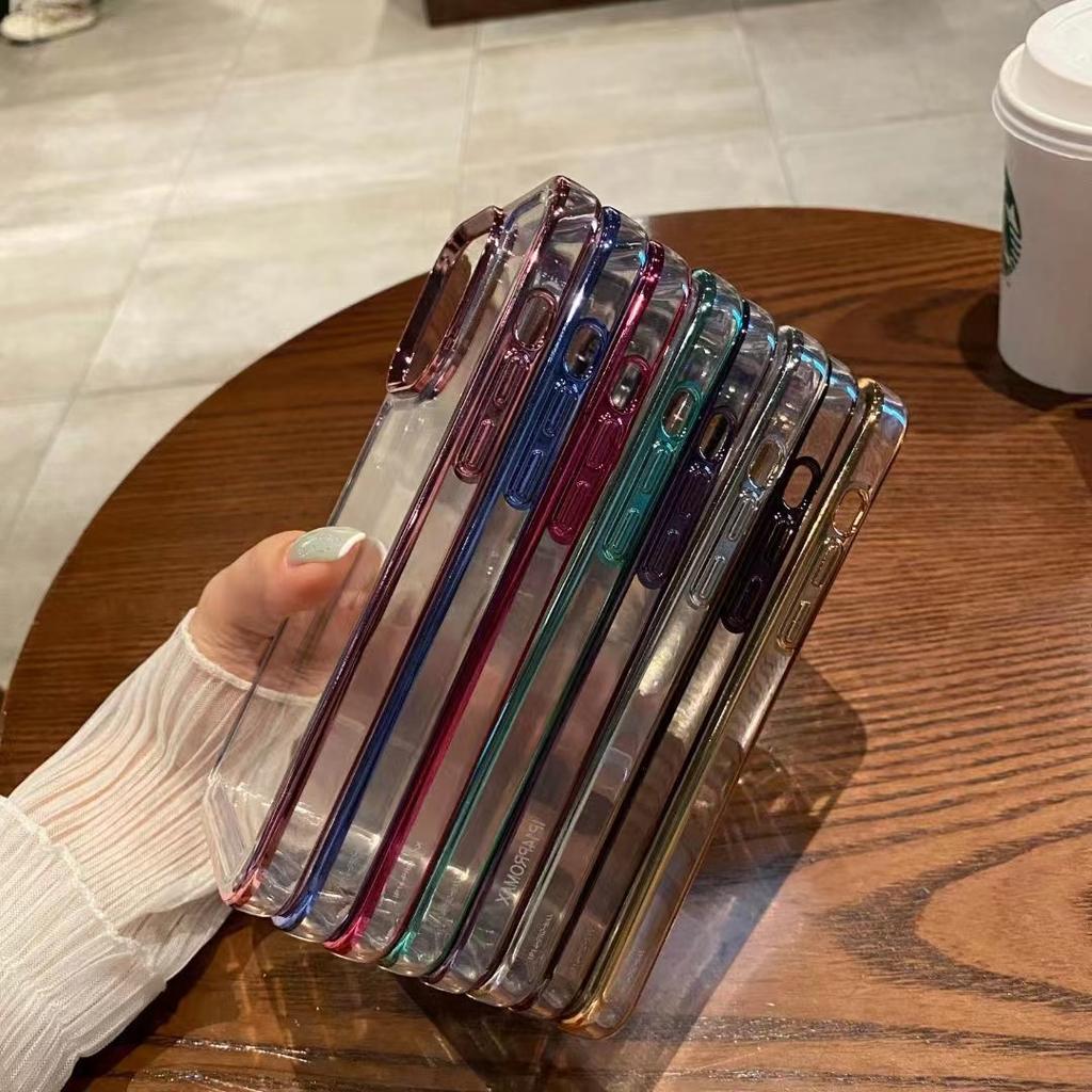 Applicable to iphone16ProMax mobile phone case, transparent space case, Apple 15 anti-drop and non-yellowing electroplating protective case.