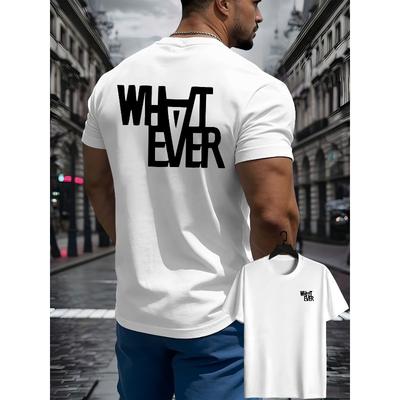 Herren Sommer Lässiges Mode T-Shirt für den Alltag, "Whatever" Grafik Klassischer Schnitt, Sportliche Freizeit mit leichter Dehnung, Geeignet für Sport, Freizeit