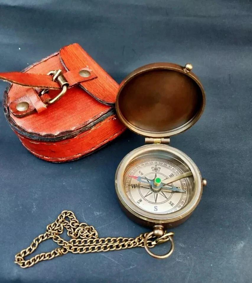 Antique Brass 'To My Son' Compass With Case Marine Nautical Mother Father Gift