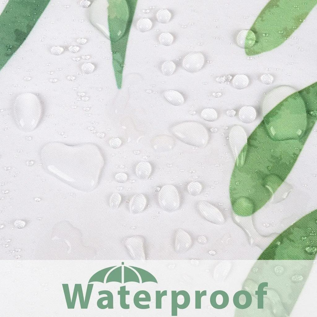 Bathroom Fabric Shower Curtain Waterproof Green Washable Watercolor Leaf Top Plant Bathroom Shower Curtain with Flowers