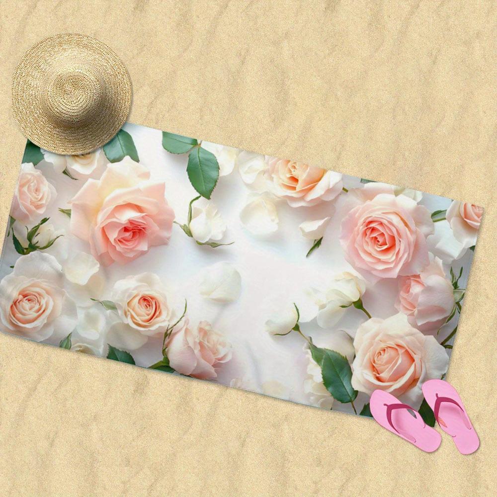 1 X Quick Dry Lightweight Oversized Floral Digital Print Beach Towel - Modern Design For Beach, Pool, Camping, Picnic And Travel