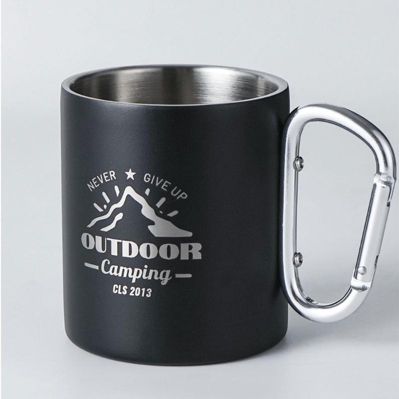 Tazza da Caffè in Metallo Leggero per Campeggio all'Aperto Tazza da Viaggio Termica a Doppia Parete Tazza da Campeggio con Manico Durevole