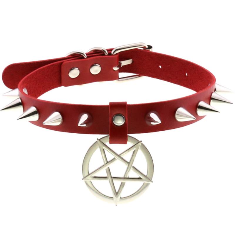 1Pc Punk Women Harajuku Heart Religion Cross PU Leather Choker Necklaces Punk Gothic Spike Rivet Collares Bell Torques Jewelry