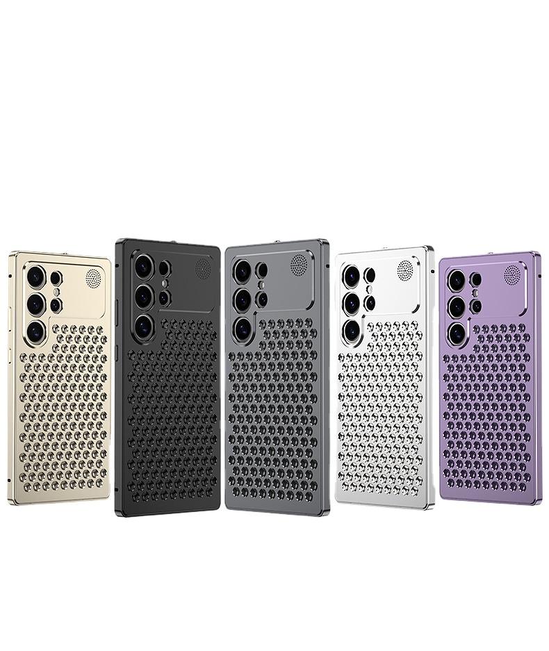 Aromatherapy Aluminum Alloy Snap Phone Case for Samsung Galaxy S25 Ultra S24 Ultra S23 Ultra, CNC Hollow Heat Dissipation Case
