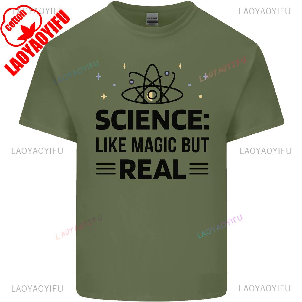 Science Like Magic But Real Funny Geek Nerd Printed T Shirt Tops Fun Science Tops Tee Shirt Unisex High Quality Cotton Tee