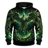 Erkek Ateş Anka Kuşu Alev Duman Tam Baskılı Kapüşonlu Sweatshirt Cadılar Bayramı Gotik Uzun Kollu Kazak Cosplay Partisi İçin