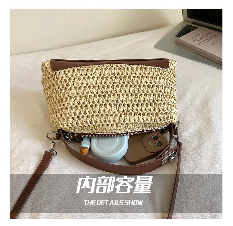2026 Neue Damen-Strohgewebte Handtasche PU-Patchwork Einzelne Schulter Lässige Crossbody-Tasche Kissenbeutel Damen-Tote