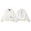 Unisex Oversized Patchwork Hoodless Bomber Jacket Cotton-Lined Casual Streetwear Outerwear Fall