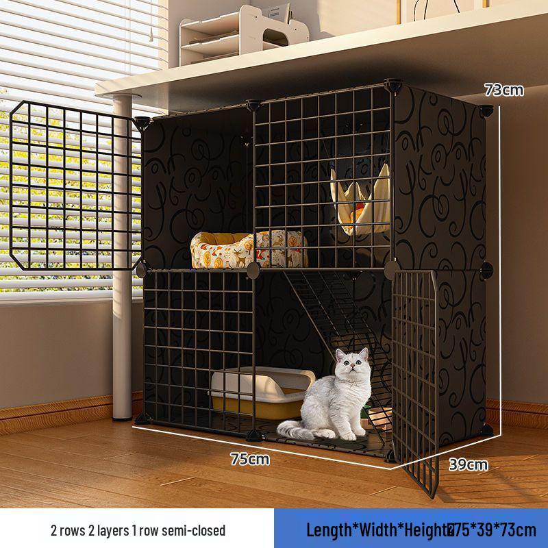 Indoor Cat Villa: Multi-Layer Winter Home & Toilet, Spacious Cabinet Bed