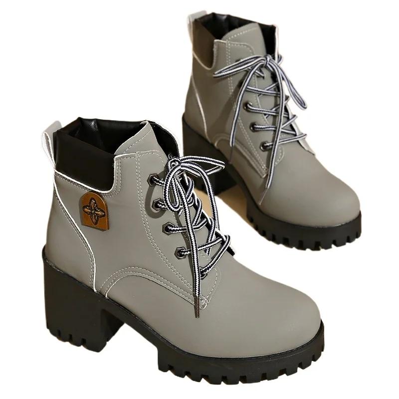 Módní dámské boty 2024 Vysoká kvalita Šněrovací dámské boty Módní kovová dekorace Kancelář a kariéra Nové kotníkové boty plus size