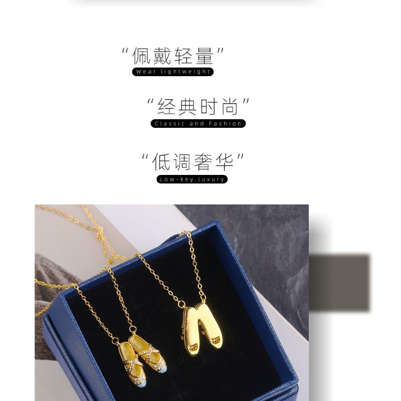 Women Light Luxury Ballet Shoe Pendant Rhinestone Clavicle Necklace Fashion Jewelry