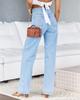Women's 2025 New Arrival Elastic Wide-Leg Straight Denim Fashionable Washed Jeans
