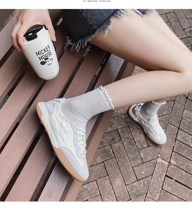 Sheepskin version~ New ballet women's light leather breathable casual shoes large size sports white shoes