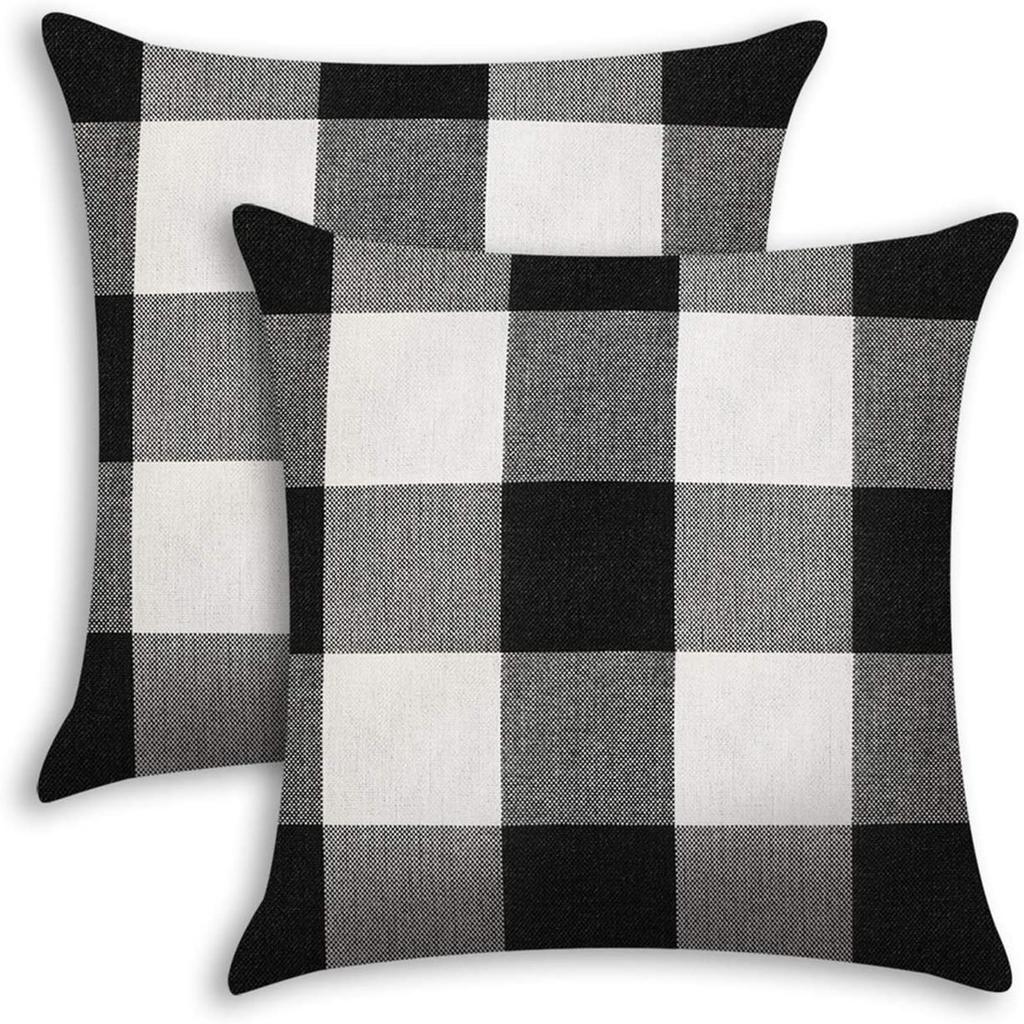 Home Cushion Simple Cotton Linen Pillow Checkered Stripe Cushion Living Room Sofa Pillow Cover