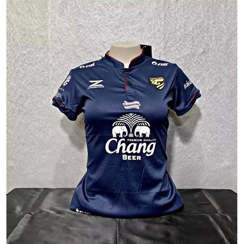 THAILAND National Women Football Soccer Training JERSEY CHEER Fan Quick Dry Shirt Mandarin Collar Short Sleeve Uniform Elephant Logo Sport