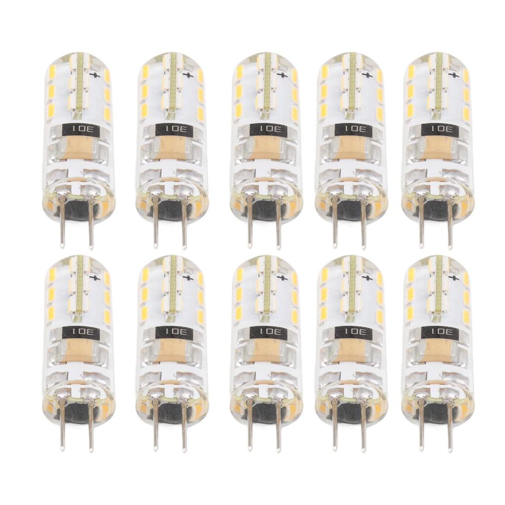 Bombilla G4 Silicone LED Bulbs, 10pcs, 110V, Double Feet Base, 1.5W, AC110V, 110Lm, Silicone Bulbs for Landscape Lighting and Courtyards (6000K White