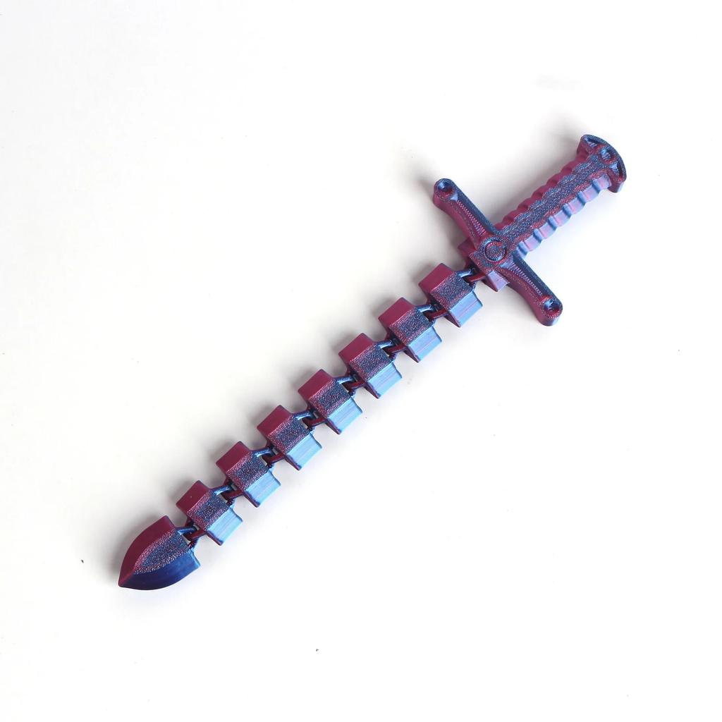 3D Printed Deformation Sword Interior Accessories Whip Bent Deformed Stretched Lock Flexible Swords Home Decor Ornaments