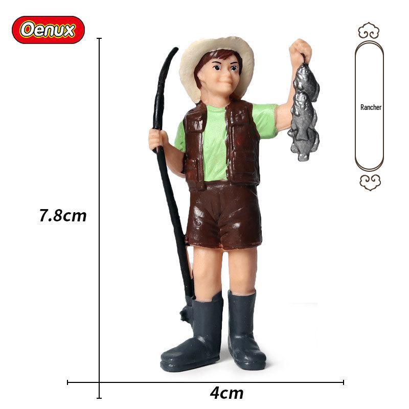 Farmer & Breeder Figure Set - Police Officer, Veterinarian, Plow Worker Toy Ornaments for Kids