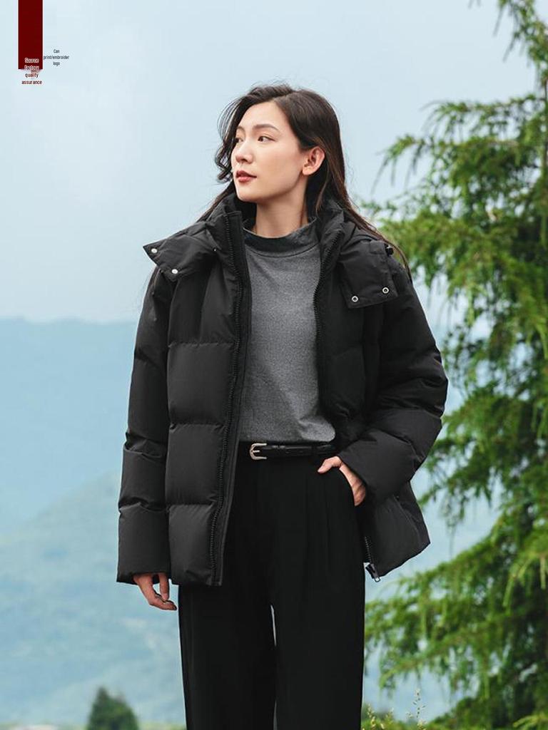 Winter Short Unisex Detachable Hood Down Windbreaker - Versatile and Fashionable Loose Fit Jacket