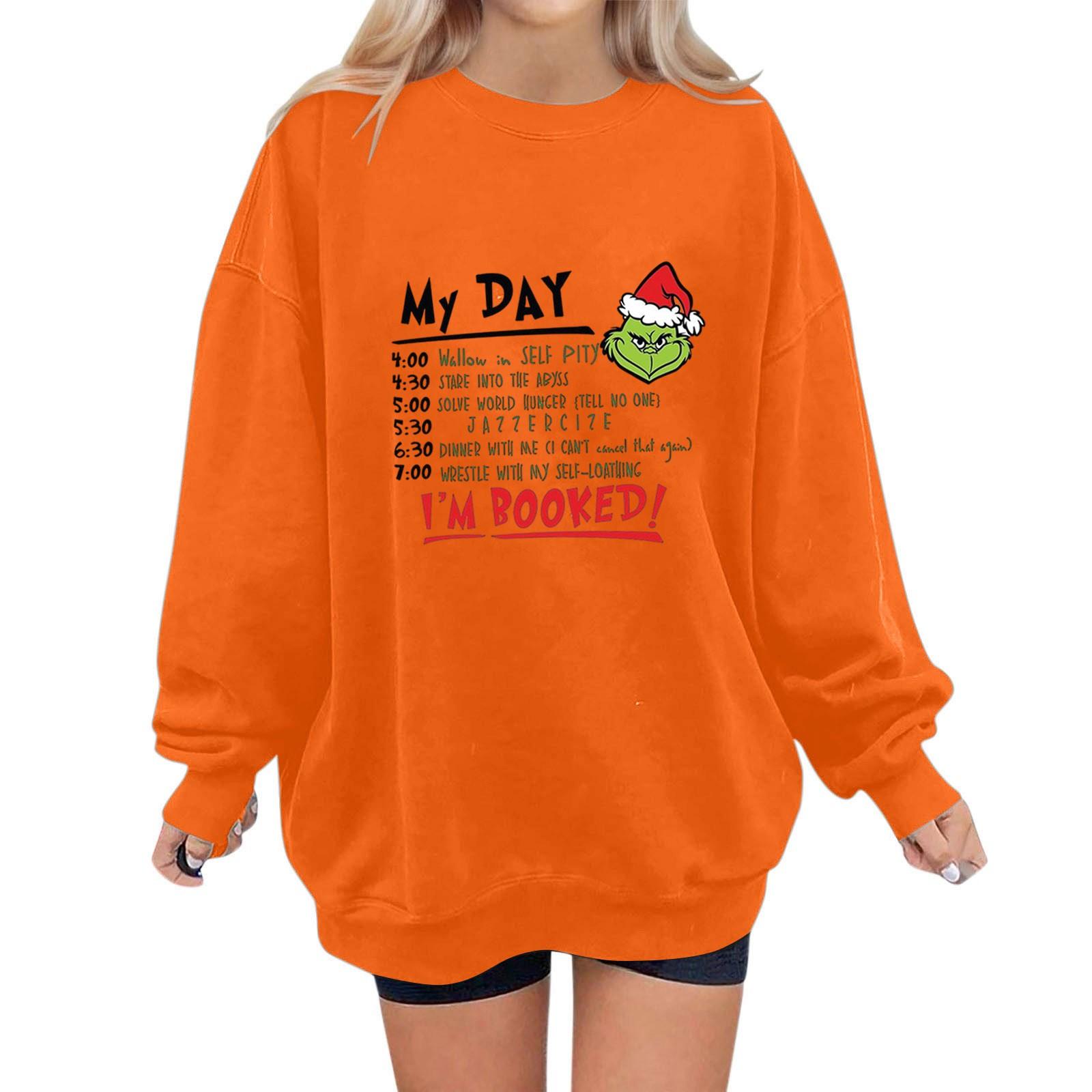 

Women s Fashion Daily Versatile Casual Sweatshirts Long Sleeve Printed Top Sweatshirts L помаранчевий