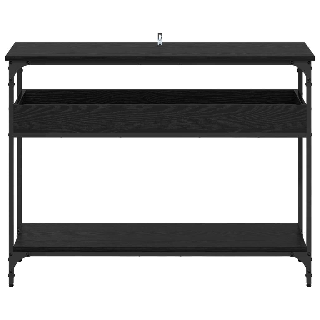 Console Table with Shelf Black Oak Effect 100 X 29 X 75 Cm