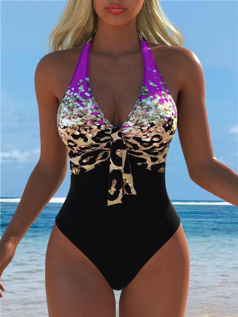 1011 Printed One-piece Swimsuit Women's European and American Sexy European and American Temu Xiyin Hot-selling Models