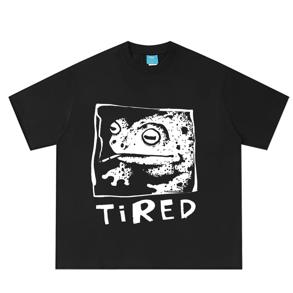 Tired Frog Funny Graphic T Shirts Unisex Unisex Vintage Casual Cotton Short Sleeve Tshirt Hiphop Punk Oversized Loose TShirts