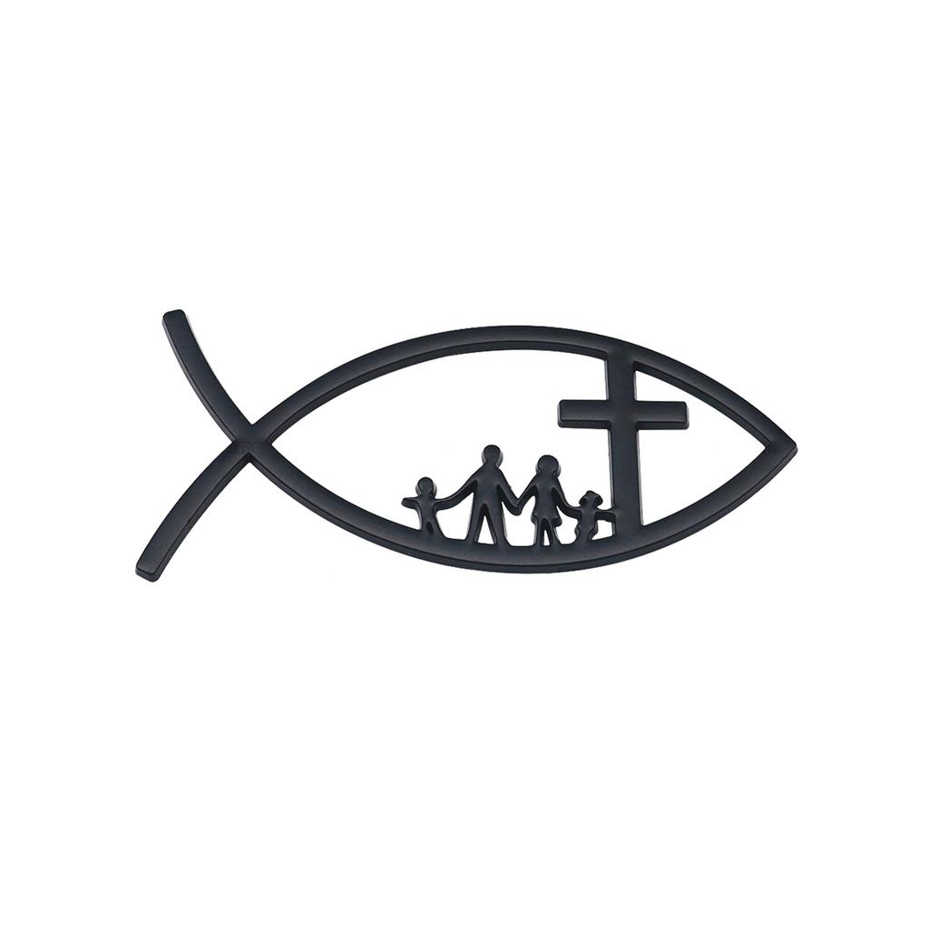 3D Car Fish Decal Sticker Adhesive Metal Decal Universal for Car Window Bumper Christian Fish Emblems Sticker