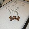 Copper Bamboo Chain Magnetic Glasses Clip Necklace Minimalist Retro Pendant Women's Trendy Fashion Jewelry