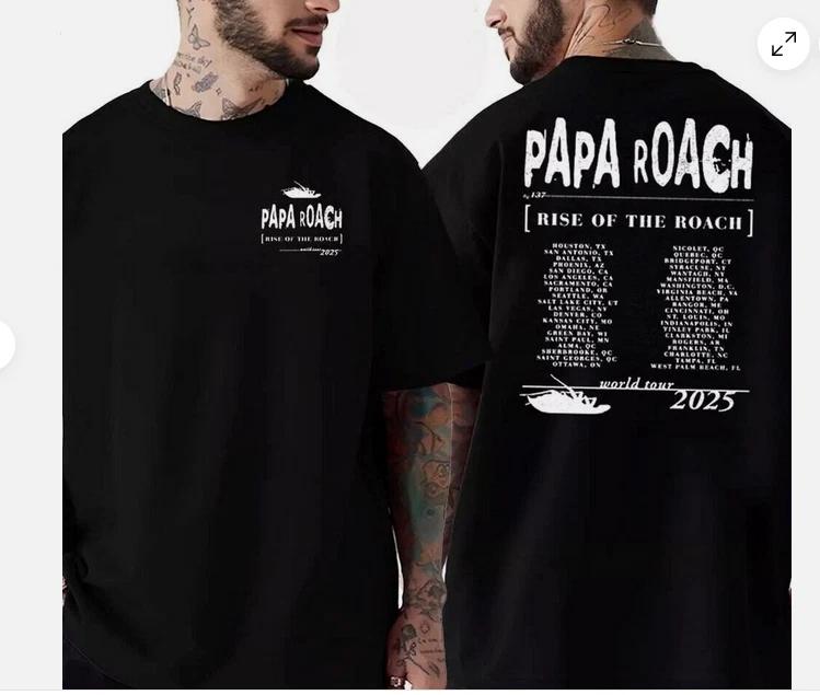 Papa Roach Rise Of The Roach 2025 North American Tour TShirt M