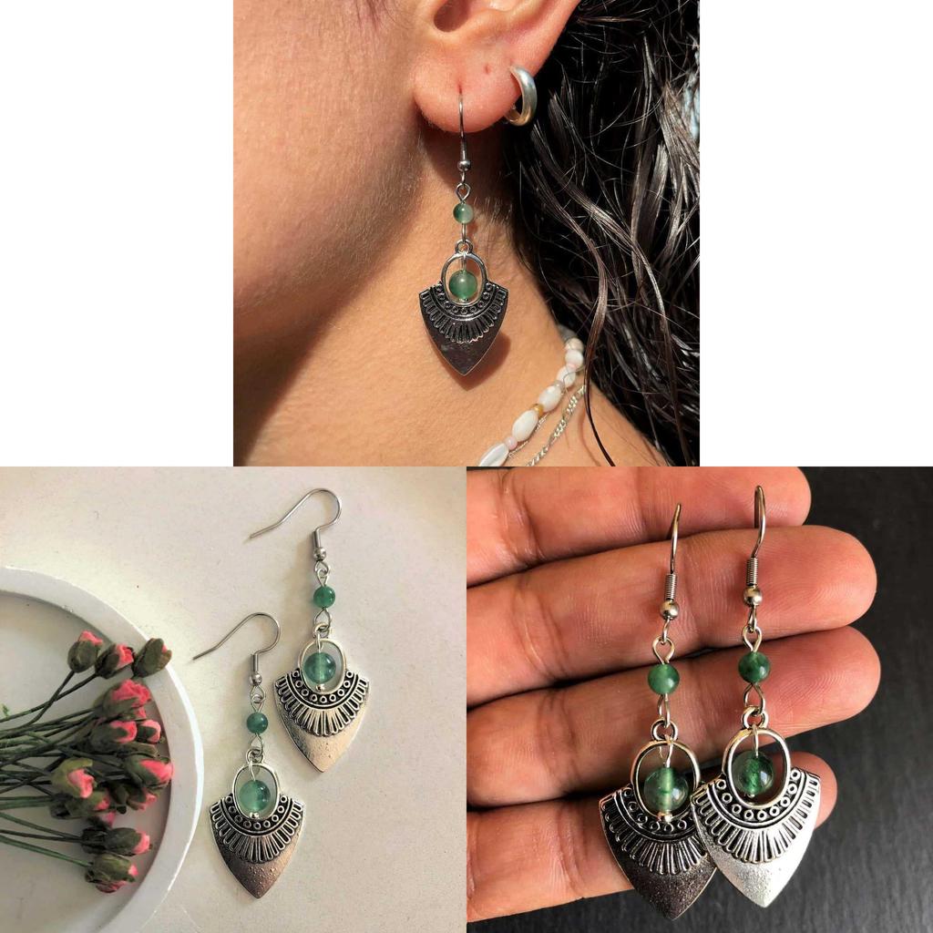 Bohemian Ethnic Earrings Featuring Sunflower Motif And Silver Finish For Summer Fashion