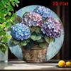 Vintage Metal Wall Art Hydrangea Flower Painting Indoor Outdoor Decor