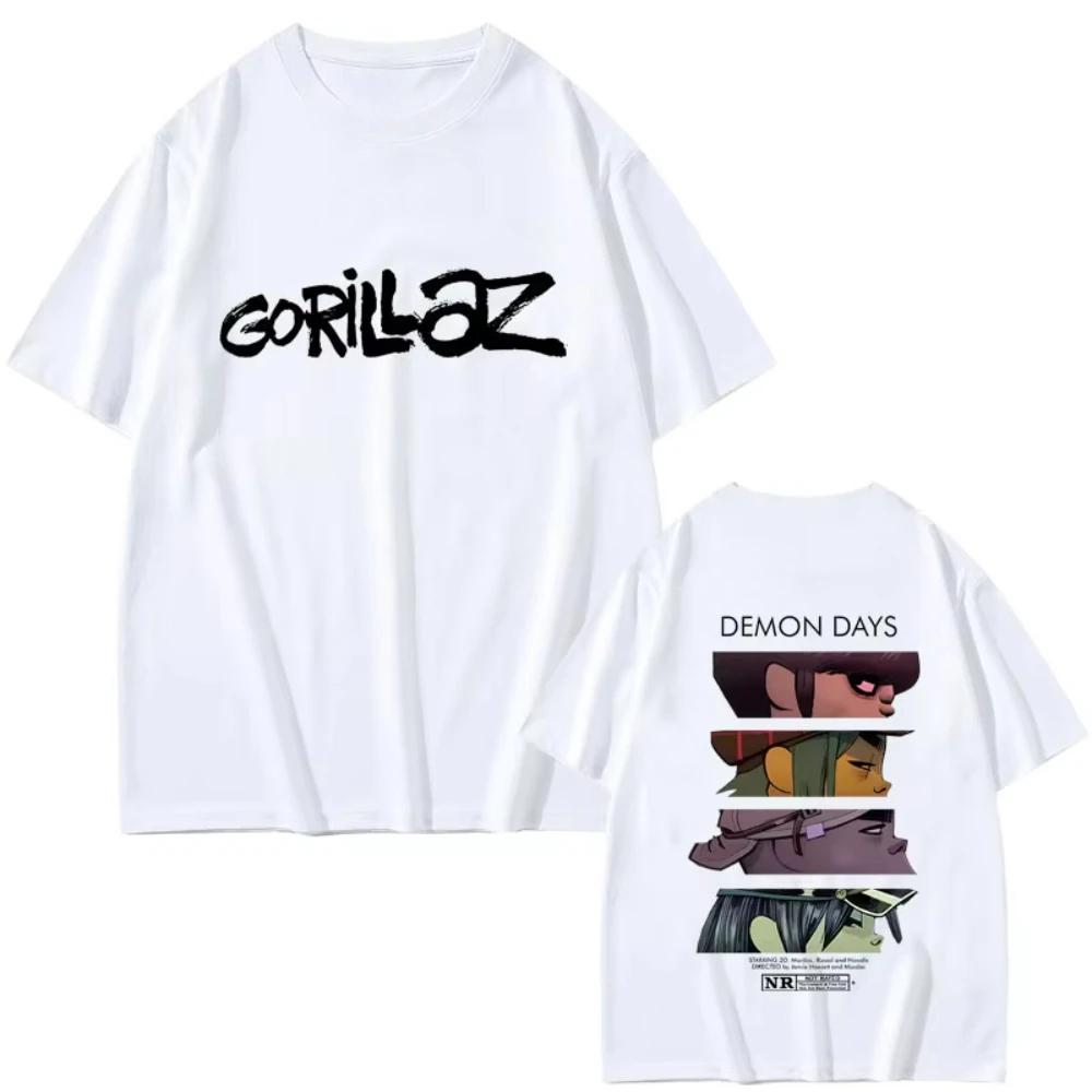 Rock Band Gorillaz Eyes Print Tshirts Unisex Women Hip Hop Fashion Oversized Streetwear Unisex Casual Soft Cotton Oversized T Shirts