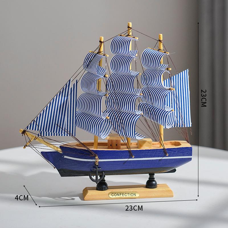 Porzellan Segelschiff Modell im mediterranen Stil - Kreative Holz Heimdeko Ornamente