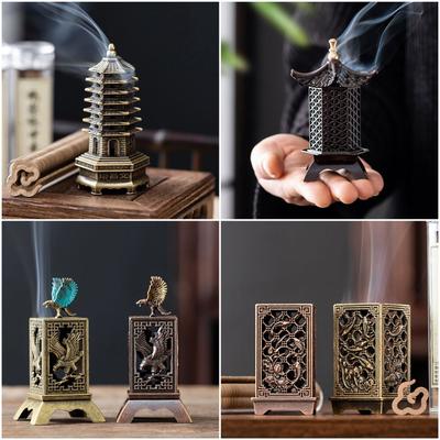 Nouveau Brûleur d'Encens Style Chinois Alliage de Zinc Vertical Accessoires d'Aromathérapie d'Intérieur Bon Symbolisme Porte-Encens Cadeaux