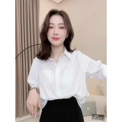 Spring and Summer New French Fashion Foreign Style Top Small White Seven-quarter Sleeve Loose Shirt Women's Summer Shirt