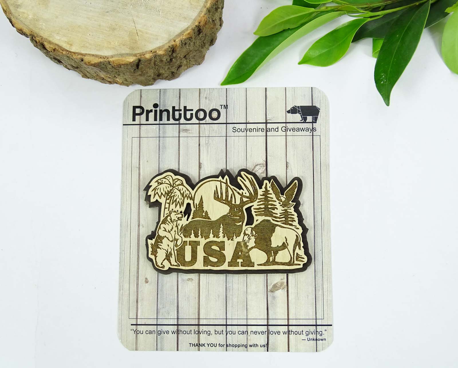 

Wood Engraved New York Fridge Magnet Souvenir Gift 4 x 3.5 коричневий