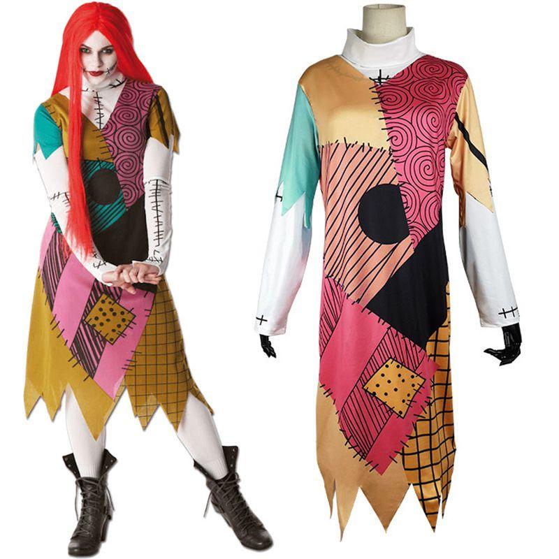 Womens Nightmare Before Christmas Sally Costume Featuring High-quality Soft Material And Stunning Design For Halloween Parties