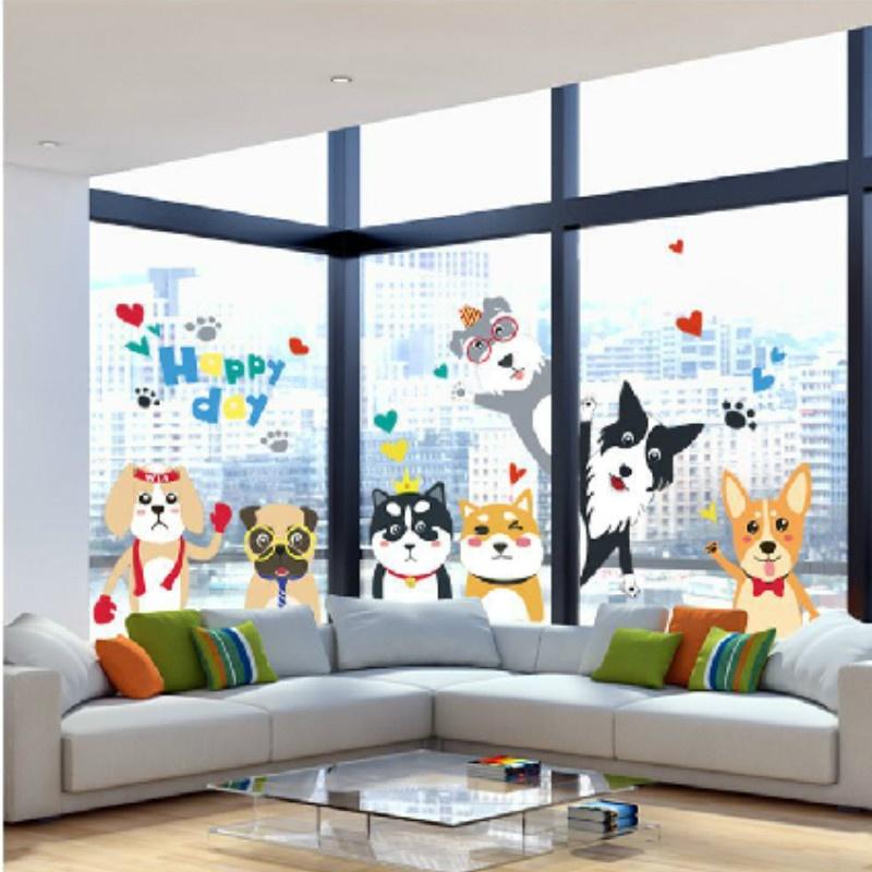 New Cute Animal Dog Wall Stickers Children Room Decoration Background Wall Sticker