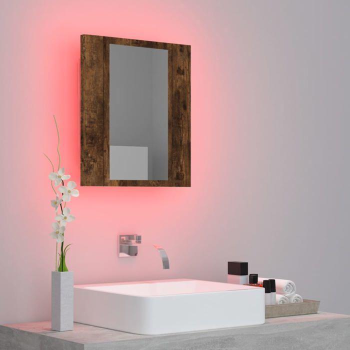 VidaXL LED Bathroom Mirror Cabinet Smoked Oak 40x12x45 Cm, Bathroom Mirror Cabinet, Mirror of 822833