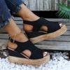 Fashion Summer Plus Size Wedge High Heels Sandals Women 2024 Peep Toe Platfrom Sandals Woman Buckle Strap Non Slip Beach Sandles Mujer