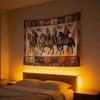 Medieval Knight Horse Coat Of Arms Wall Tapestry Beige Red Blue Armor Rider Flag Crest Border Vintage Art Bedroom Living