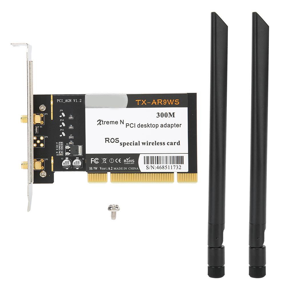 

PCI Desktop Adapter 300Mbps 802.11b g N Wireless WiFi Network Card 2 Antennas AR9223