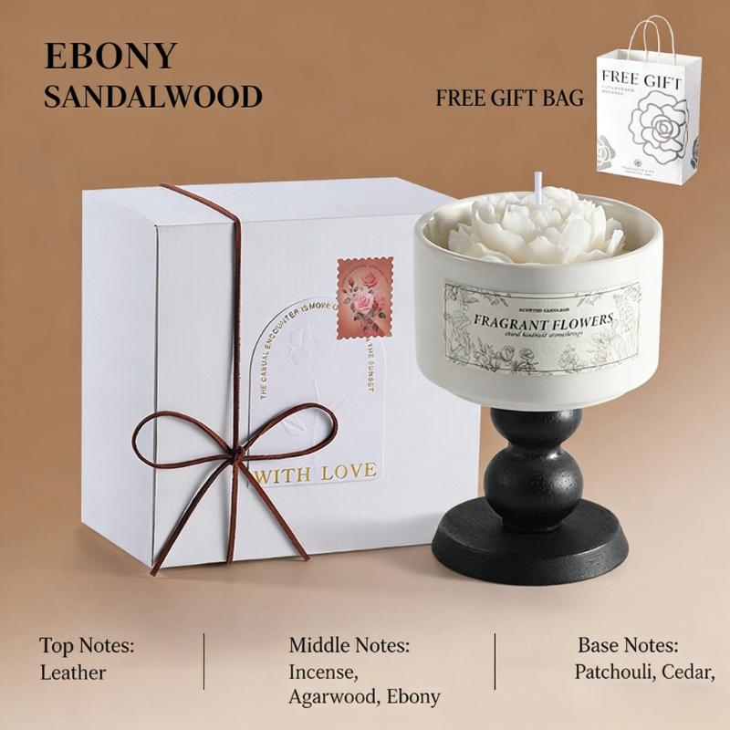 Camellia Scented Candle Handmade Soy Wax Flower Candle Aroma Candle for Bedroom Decor Valentine's Day Romantic Gift for Women