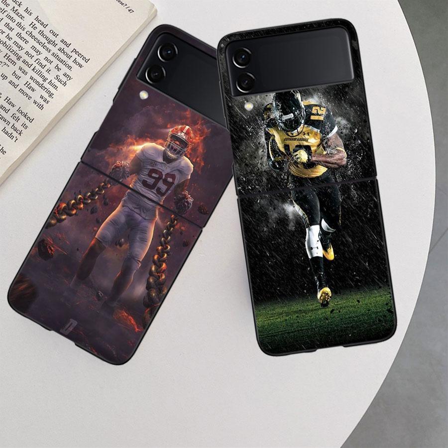 Ultimate Strength Aesthetics Rugby Phone Case For Samsung Z Flip 7 6 5G Galaxy Z Flip 5 4 3 Black Hard Cell Cover Luxury PC She